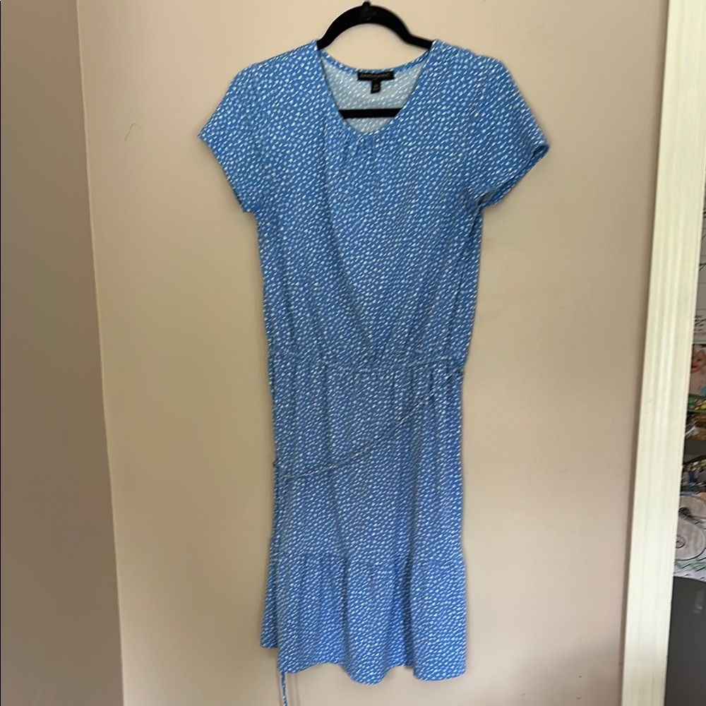Banana Republic Blue Midi Dress with White Pattern